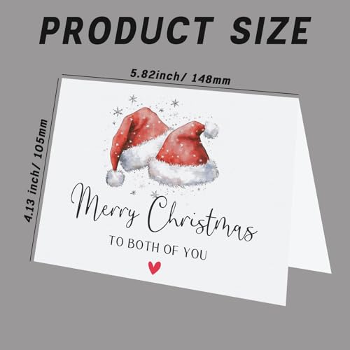 Both of You Christmas Greeting Card with Santa Hats - Holiday Watercolor Design, Premium Matte Paper, Blank Inside