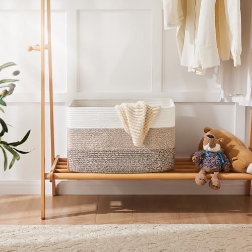 Artfeel Rectangle Woven Storage Basket - Brown 100L Laundry Toy Blanket Organizer