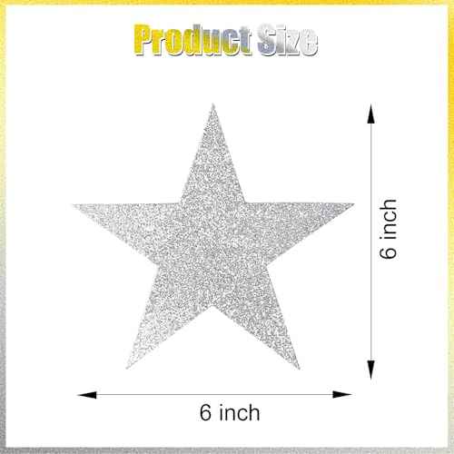 108 Pcs Glitter Stars Cutouts 6 Inch Cardboard Stars Cut-Outs Wall Decor for Christmas Birthday Graduation Classroom Bulletin Board Party Supplies (Gold, Silver)