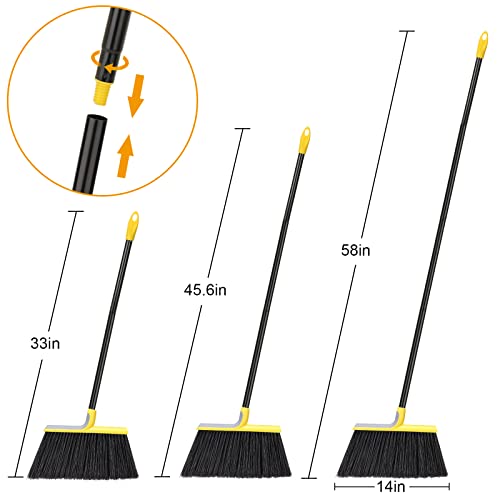 KeFanta Yellow Outdoor Broom with 58-Inch Handle - Heavy-Duty Indoor & Outdoor Sweeping Tool
