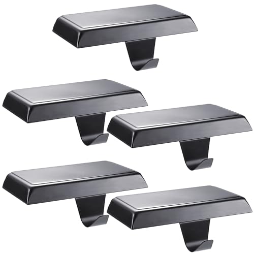 Sunshane Black Christmas Stocking Holders Set of 5 Mantel Hooks Fireplace Decor