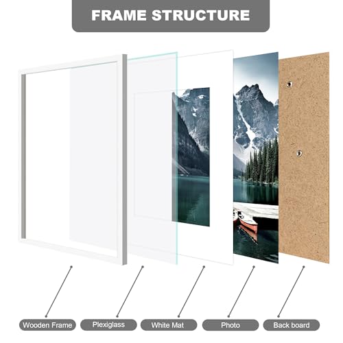 White 16x20 Picture Frame Set of 3 with 11x14 Mat - Modern Wall Display