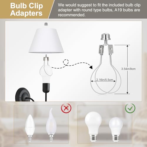 White Small Lamp Shades Set of 2 - 5.5" Top x 10" Bottom x 6.6" High, Fabric Replacement for Bedside & Wall Sconces - Variation: White