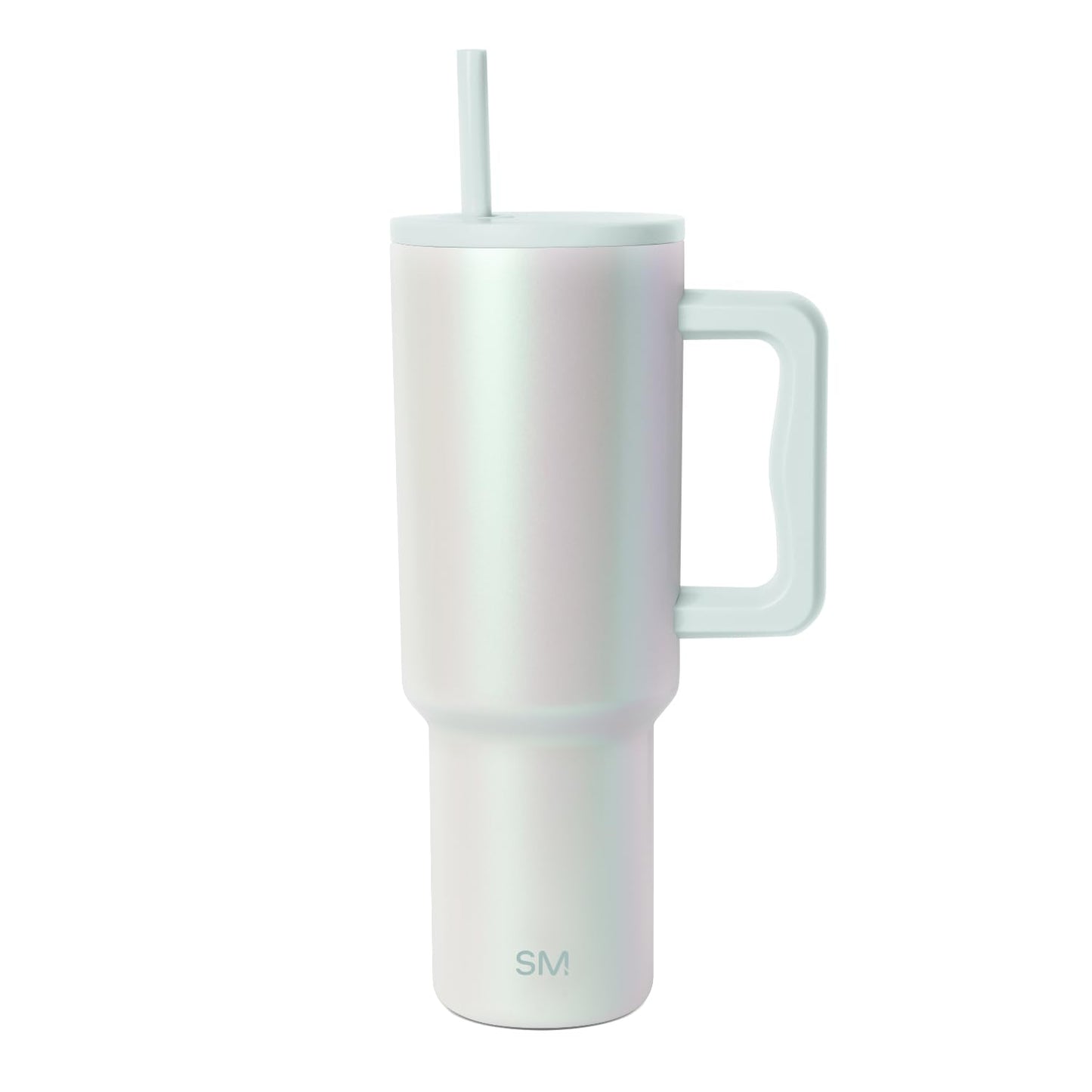 Simple Modern 40 oz Trek Tumbler with Handle and Straw Lid | Cup Holder Friendly Insulated Stainless Steel Travel Mug | Spring Air Pearl