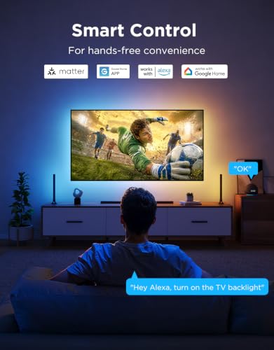 Govee 18.4ft TV LED Backlight Strip for 32-86 Inch Screens - Cuttable & Smart RGBIC