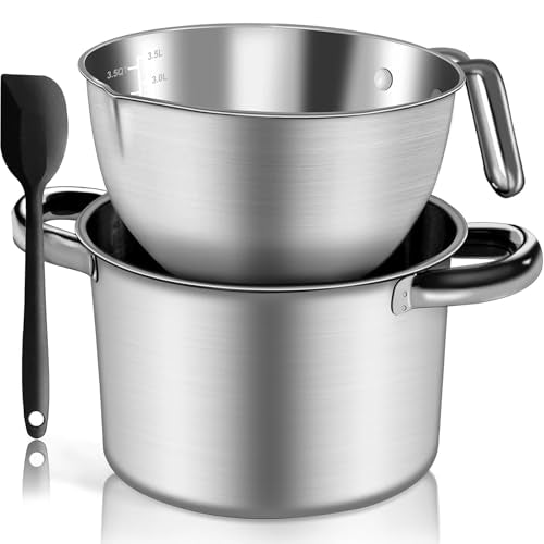 3500ML Double Boiler Melting Pot Set with 4.5QT Stainless Steel Pot and Silicone Spatula