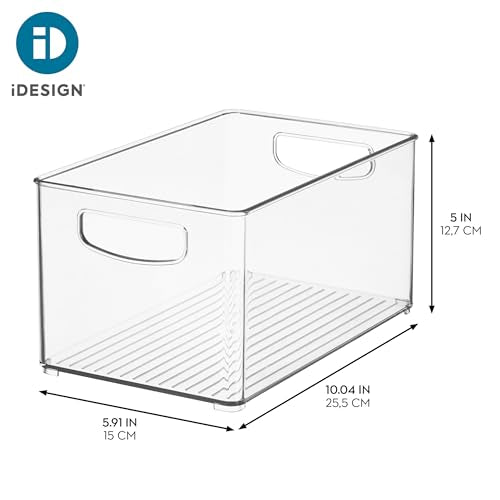 4-Pack Clear Stackable Plastic Storage Bins for Kitchen Pantry Cabinets