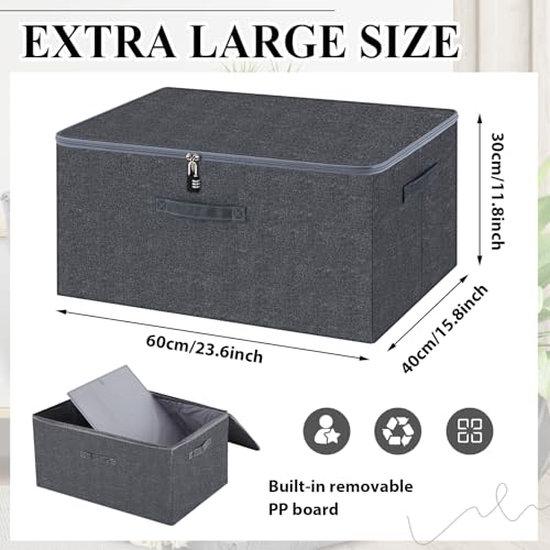 Lockable Toy Storage Box - Gray, 23.6 x 15.8 x 11.8 Inches, Personal Privacy Lock