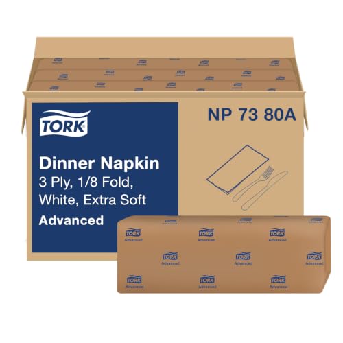 Tork Extra Soft White Dinner Napkins 6 x 290, 3-Ply, Recycled, Eco-Friendly, 1740 Count - Variant: White / 6 x 290 Napkins