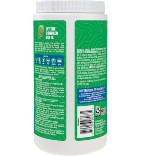Green Gobbler Drain Clog Remover Powder - Safe for Septic, 20+ Treatments