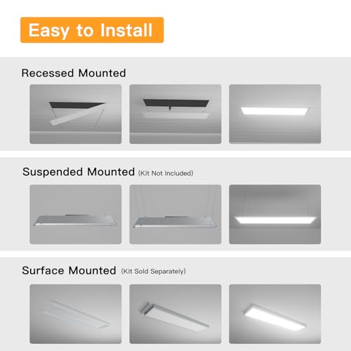 JC-LGL 1x4FT LED Flat Panel Light 2-Pack, Dimmable 5CCT, 5200LM, Recessed Ceiling