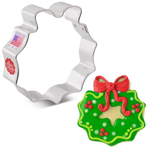 Christmas Wreath Cookie Cutter, 3.5" Made in USA by Ann Clark