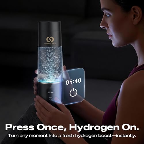 PUREPEBRIX Grey 10 OZ Hydrogen Water Bottle Generator - Lab-Verified Up to 7560 PPB