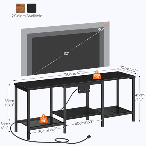 Black HOOBRO TV Stand with Charging Station for 55 Inch TVs, LED Entertainment Center