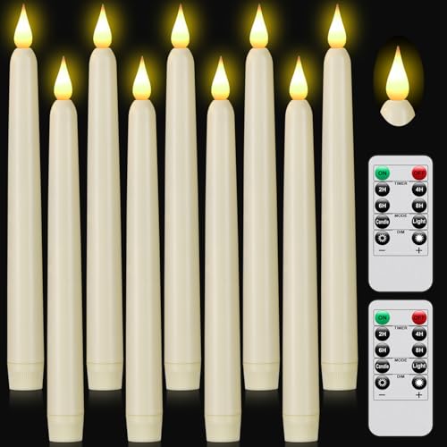 Flameless Taper Candles with Remote Control,9pack Dripless Plastic