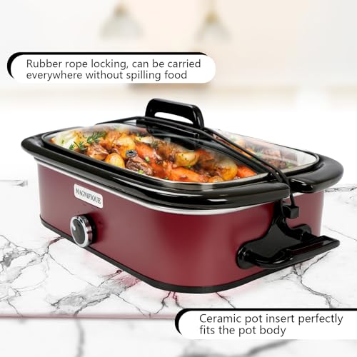 4 Quart Slow Cooker with Manual Warm Setting - Red Kitchen Appliance - Variation of 4 Quarts / Manual Red