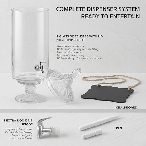 Fifth Avenue Westchester Glass Beverage Dispenser 2 Gal Crystal Drink Dispenser