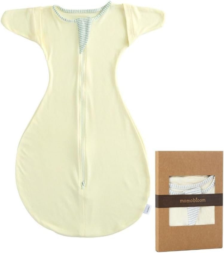 Skiennix Baby Sleep Swaddle - 2-Way Zipper Sleep Sack for Newborns (Honey Cream, Small 0-3 Months)