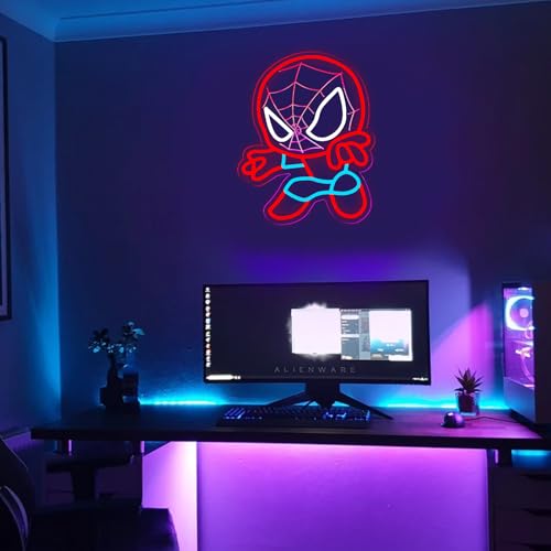 TOPQUALI T-Spider Neon Sign for Wall Decor, Dimmable Anime LED Light, Kids & Game Room Decoration, 12.2x15.7 Inch