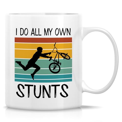Retreez Mountain Biker Mug, I Do All My Own Stunts, Bike Gift