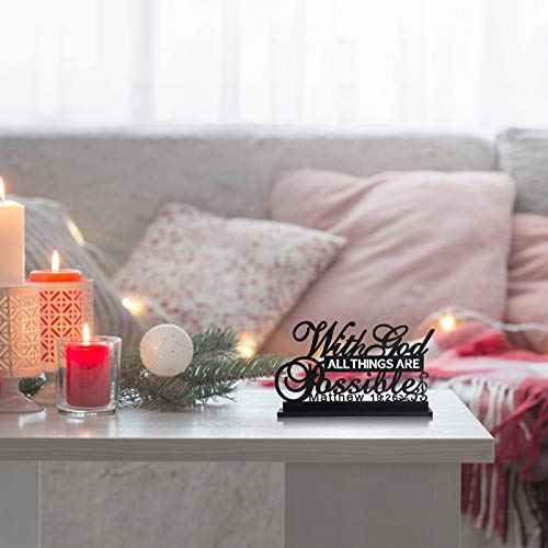 Jetec Inspirational Table Art with God All Things Are Possible Positive Sign Home Table Decoration, Motivational Centerpieces Letter Sign Wooden for Faith Motivational Decor (with Lord Possible)