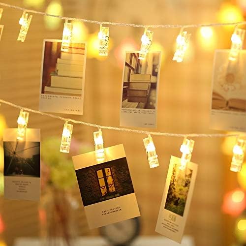 Skiennix LED Photo Clip String Lights - 40 LEDs Fairy Twinkle Lights for Home Decor | 14 Feet, Warm White