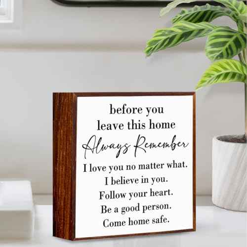 Inspirational House to live in Farmhouse, Entryway Decor Wooden Box, Always Remember You are Braver Than You Think Rustic Wood Block Plaque Box Sign for Family Friends Shelf Table Decoration. £¨white£©