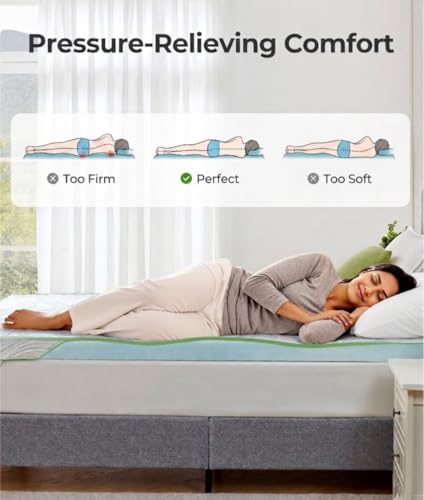 Queen Mattress Topper 3 Inch Medium Firm with Bamboo Washable Cover - PERLECARE