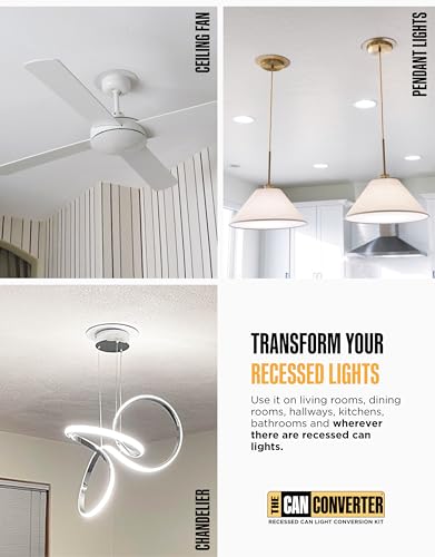 The Can Converter R56 White Recessed Can Light Conversion Kit with 7.75" Ceiling Medallion