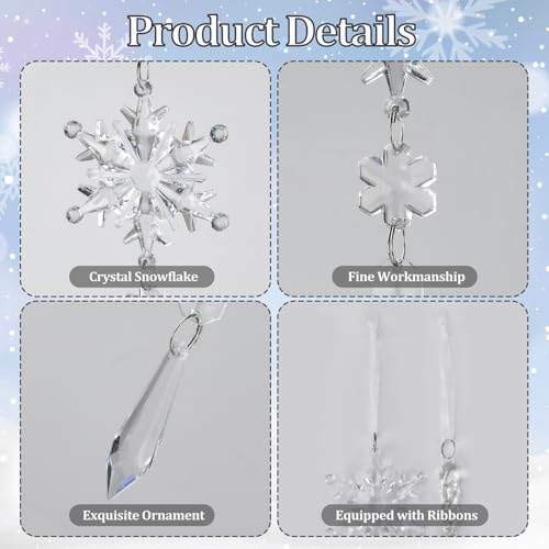 Crystal Ornaments Christmas Tree Decorations - 21pcs Christmas Tree Ornaments Sparkling Dazzling Festival Party Decoration Crystal Snowflake Design Hanging Ornament Holiday Season Home Decor
