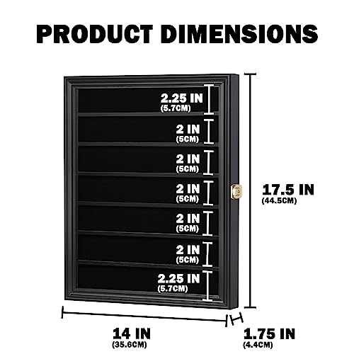 DisplayGifts Black 7-Tier Military Challenge Coin & Medal Display Case