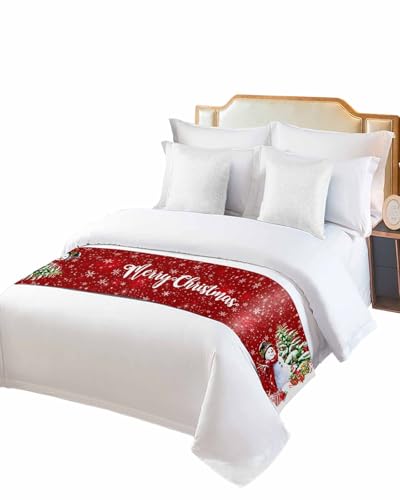 DecorLovee 94x20 Red Christmas Bed Runner for King Size Bed Holiday Decor