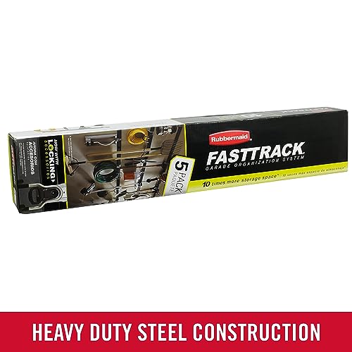 Rubbermaid FastTrack Garage Storage Utility Hooks Kit - 1 Rail & 4 Hooks, Heavy Duty Black