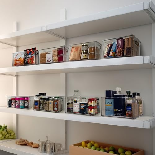 ClearSpace Stackable Pantry Storage Bins with Lids - 10"L x 6"W x 5"H, 8 Pack