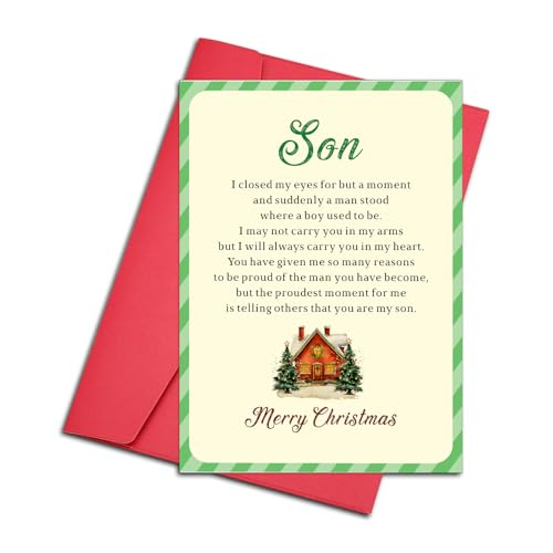 Christmas Cards for Son with Envelopes – Mom & Dad Greeting Card Set