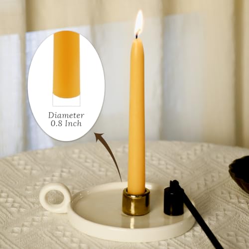 Yellow Beeswax Taper Candles 8 Inch Bulk Pack - All Natural Dripless | TELOSMA