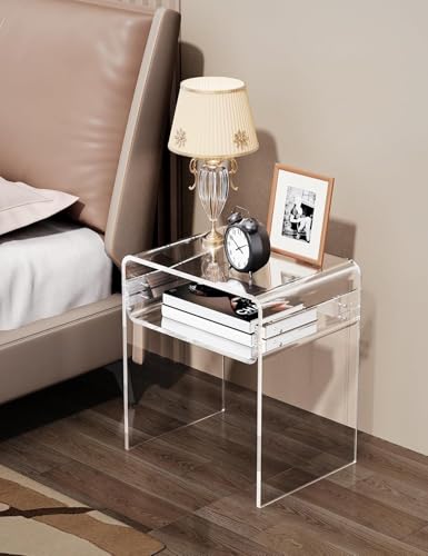 Solaround Clear Acrylic 2-Tier End Table Variation 1 for Living Room & Bedroom