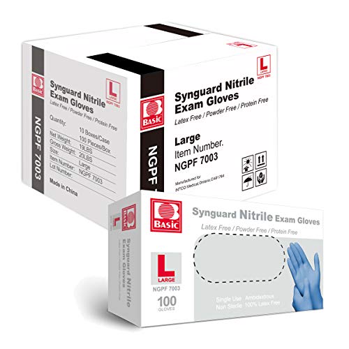 Nitrile Exam Gloves Large Blue Powder-Free Latex-Free Medical Gloves - Case of 1,000