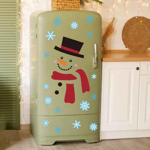 Christmas Door Stickers Snowman Decals Large Mural Stickers for Winter Xmas Home Refrigerator Wall Window Decor, 9.8 x 11.8 Inch, 8 Sheets