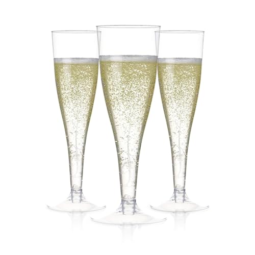 Prestee Disposable Champagne Flutes 4.5 oz Clear Plastic 200 Count Party Glasses