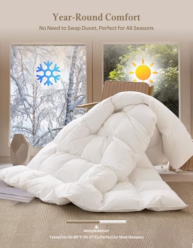 Oversized King Goose Feather Down Comforter - Ivory, Hypoallergenic & Cloud-Like