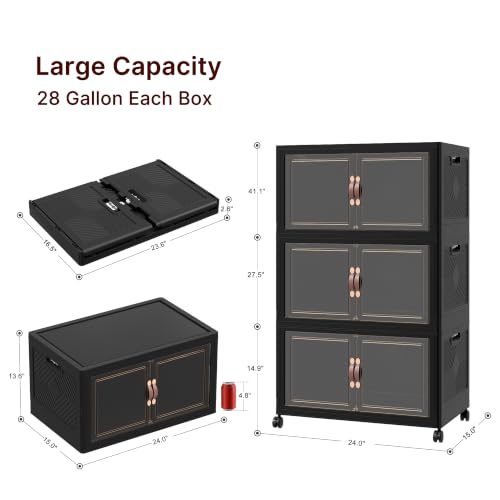 UAMFURI Stackable Storage Bins with Lids, 330QT Lockable Cabinet