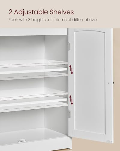 VASAGLE Tall Bathroom Storage Cabinet - Floor Cabinet with 2 Doors, 23.6W, Cloud White
