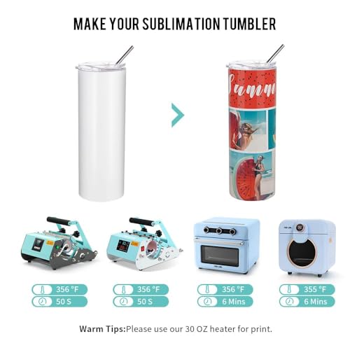 PYD Life 10 Pack 20 OZ Sublimation Skinny Tumblers with Slide Lid & Straw