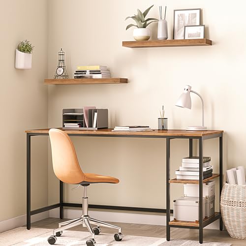 Floating Wall Shelves Set of 2 - Rustic Brown, 23.6 Inches - Wall Mounted Storage & Decor