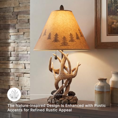Rustic Set of 2 Mountain Retreat Table Lamps with Silhouette Shades