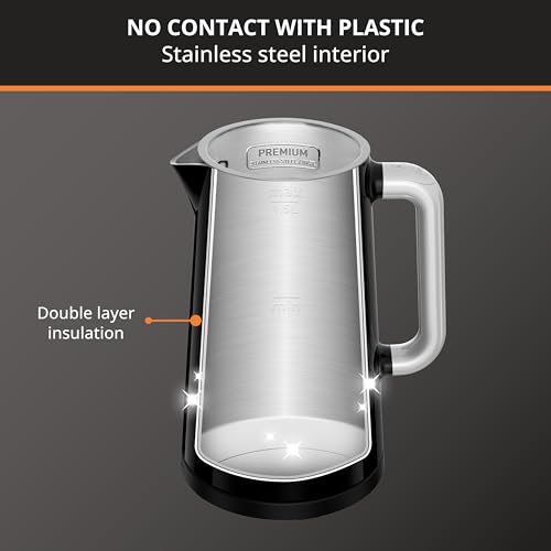 Electric Kettle 1.7L with Precise Temp Control Digital Display - Cool Touch, Cordless, for Tea Coffee