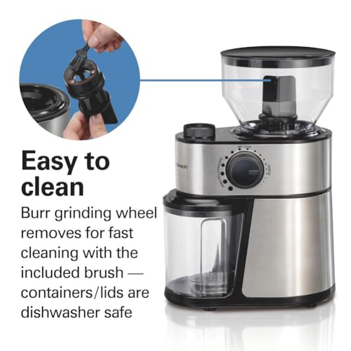 16oz Burr Coffee Grinder with Large Hopper - Hamilton Beach Electric Coffee Mill