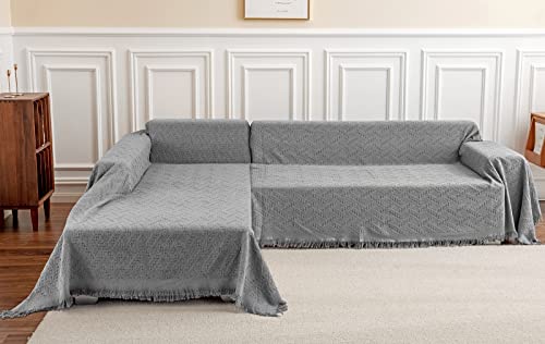 XX-Large Deep Dream Sectional Couch Cover - Dark Grey, 2-Piece L-Shaped Sofa Protector