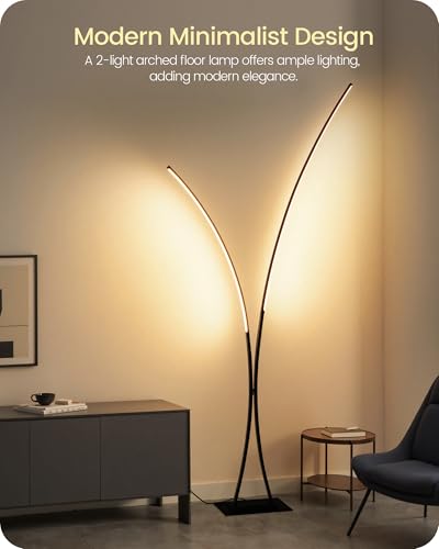 GOEBLESON 85.4-inch Modern Arc Floor Lamp with 3CCT Dimmable LED, Remote, Black